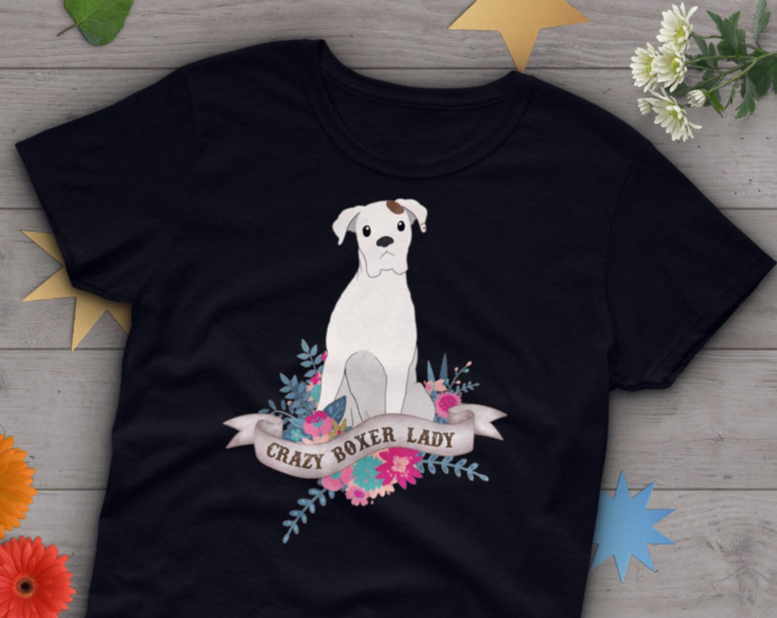 White Boxer Dog Shirt, , Dog Lover Gift, Cute Boxer Mom T-shirt, Boxer Dog Lover TShirt, Pet Graphic Tee, Dog Lover Tops Blue Navy Pink 120
