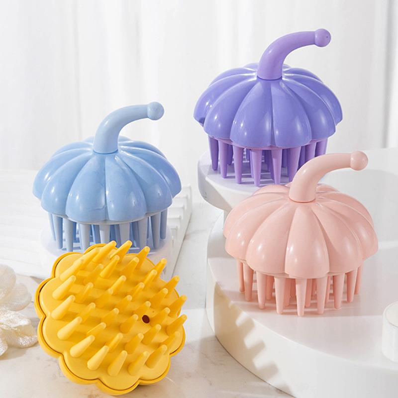 1 Stück Kürbisform Shampoo Kopfhaut Massagebürste Silikon Körperbürste Haarwaschkamm Bade Spa Duschmassage Haarbürste