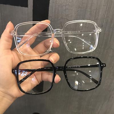 Big Face Full Frame Transparent Glasses Frame Square Anti-blue Light Flat Without Degree