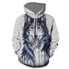 2026 New Men's Autumn/Winter Long-Sleeve Hoodie Euro-American Street Style 3D Wolf PrintUnisex Woman's