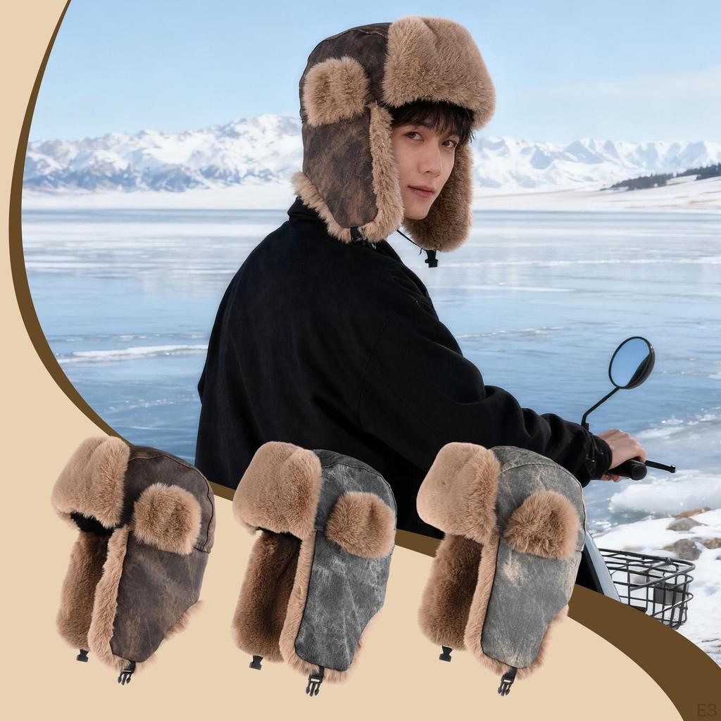 Winter Trapper Hat Cozy Cap for Skateboard Skating Ski Biking Cold Weather