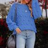 2024 Autumn/Winter Women's Loose Long Sleeve Pom-Pom Knitted Pullover Sweater