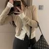 Gentle Wind Fake Two-piece Knitted Cardigan Women's Spring and Autumn New Design Sense Loose and Thin Soft Waxy Top Coat