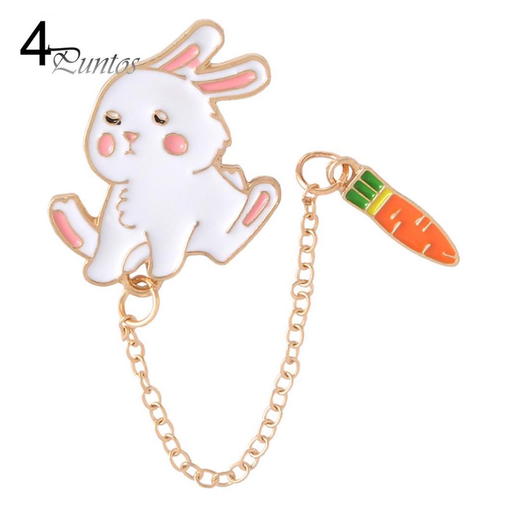 Beauty Earrings Women Cute Rabbit Carrot Heart Book Ruler Denim Jacket Collar Chain Brooch Pin