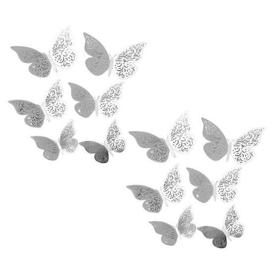 

12 Pcs 3D Butterfly Wall Decals 3 Sizes Hollow Butterfly Wall Art Removable DIY Decorative Sticker for Room Office Bedroom Living Room срібний