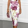 Women's Halter Neck Bodycon Dress Floral Print Sleeveless Slim Fit Midi Dress Elegant Design for Casual and Formal Wear