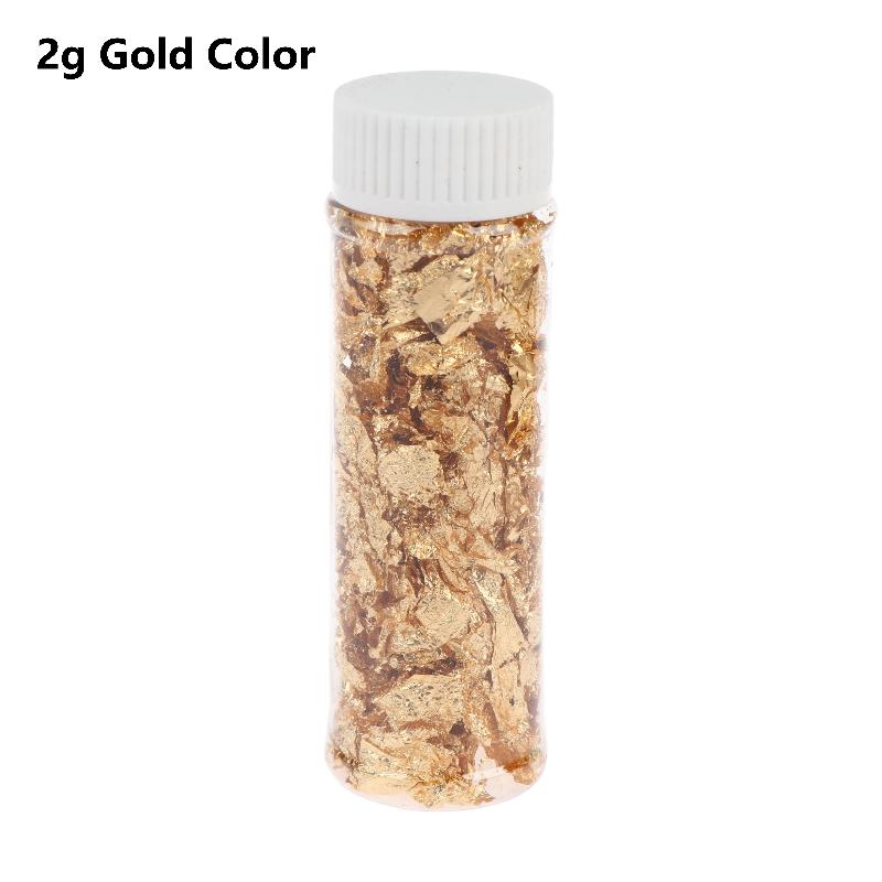 2/5/10g Metallic Foil Flakes Gold Foil Flakes Colorful Alloy Foil Flakes For Arts Nails Painting DIY Crafts Decor Jewelry Making 2g Gold Color