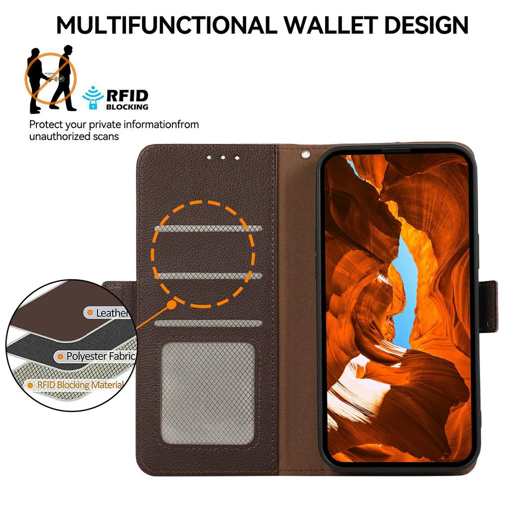 For OnePlus Nord 5 5G Case Litchi Texture Leather RFID Blocking Phone Cover