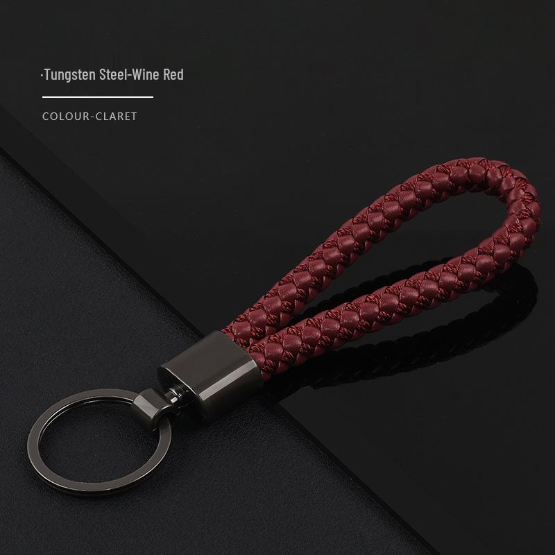 Men's Practical Woven Leather Keyring - Creative Thickened Rope Bag Pendant