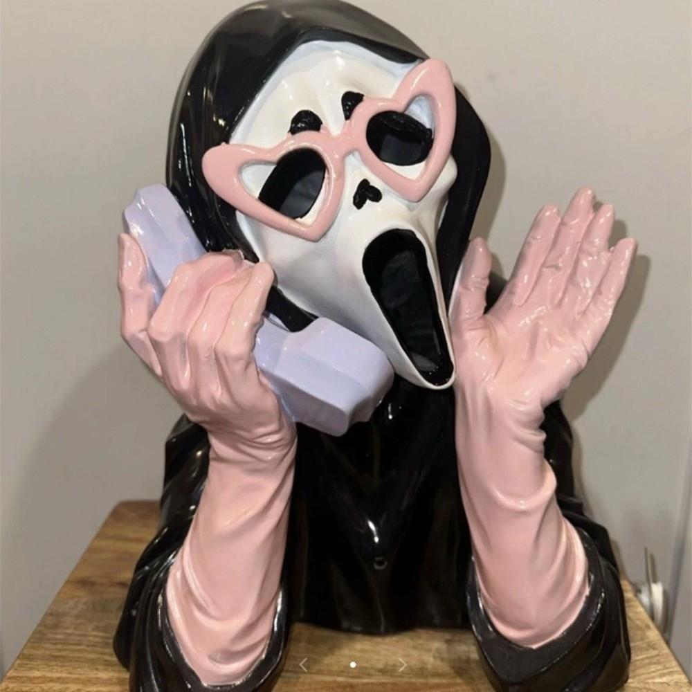 Pink Halloween Ghost Figurine Resin Glowing Ghost Ornament  Haunted House
