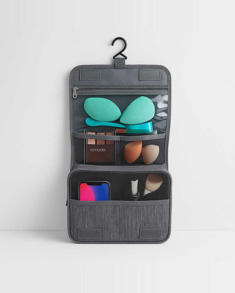 DUcare Faltbare Make-up-Tasche zum Aufhängen, für Reisen, Kosmetik-Organizer, Trocken- und Nass-Trenntasche für Kosmetik, Make-up-Pinsel, Toilettenartikel