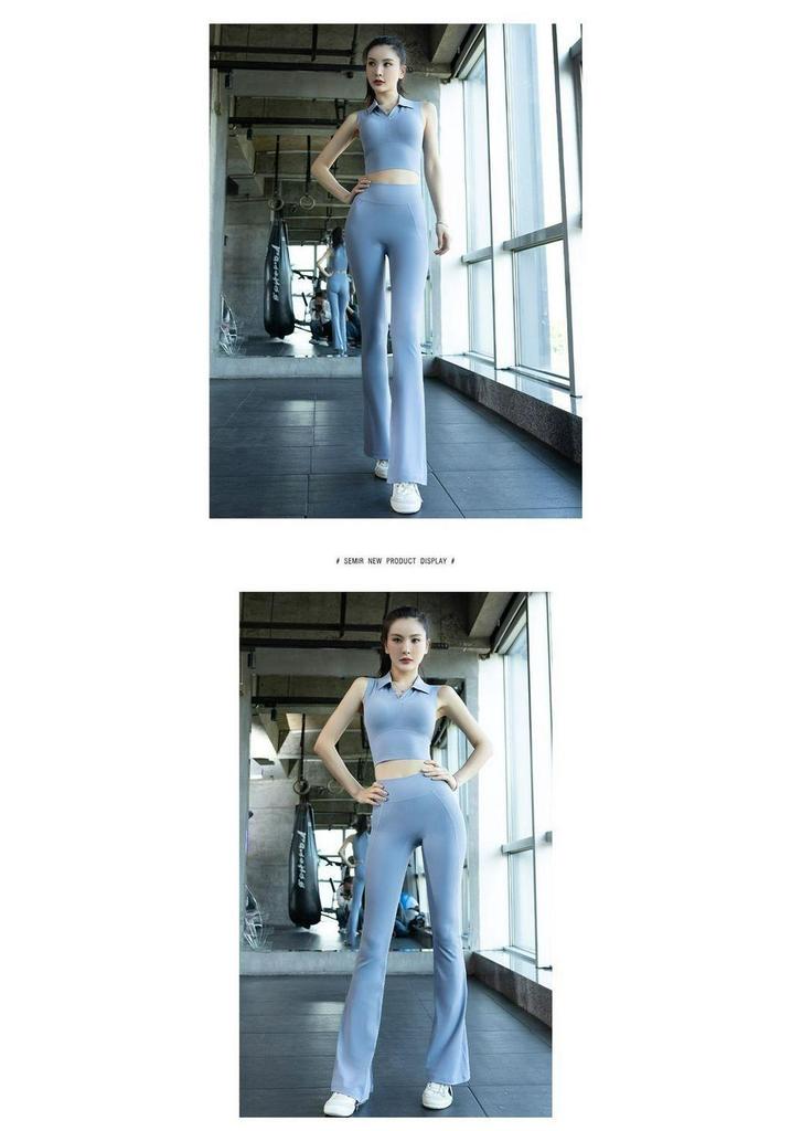 Women's Professional Yoga Suit with Chest Pads – Summer Pilates Training, Lapel, Long Sleeves, Outdoor-Ready Tight-Fitting Fitness Wear