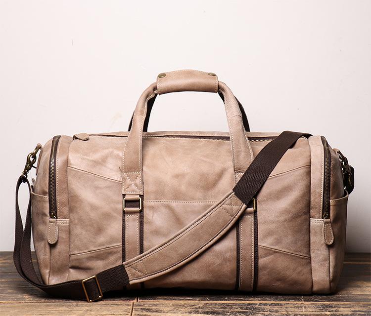 Retro Leather Men S Hand-Held Travel Bag Women S Shoulder Messenger Bag Large Capacity Matte Leather Duffel Bag абрикосовый