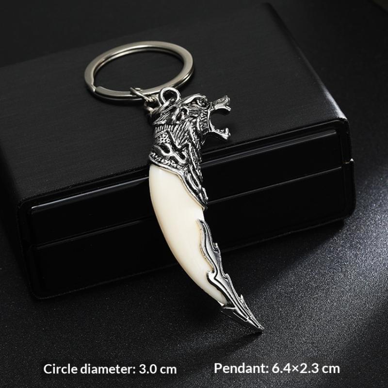 Trendy Wolf Teeth Shaped Pendant Keychain Cool Charm Decorative Accessory For Backpacks Haning Punk Jewelry Gift