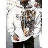 Herren Kapuzenpullover mit Reißverschluss und Tiger-Grafik, Langarm, Lässiger Outdoor-Mode-Mantel mit Kordelzug und Taschen, Reißverschluss-Kapuzenpullover für den Mann