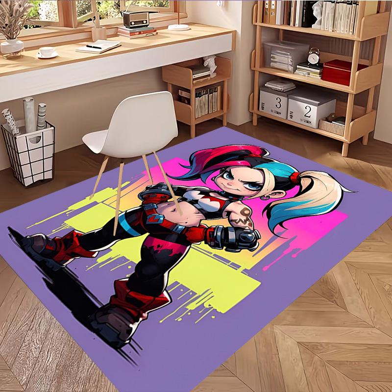 Harley Quinn Joker Print Rug, Washable Floor Carpet, For Entryway Dorm Laundry Room Office Study, Home Decor Birthday Christmas Gift