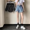 852 Short en jean taille haute jambe large pour femme, style coréen, coupe ample