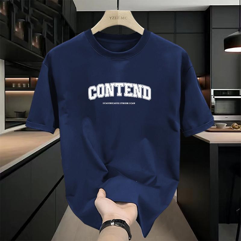 Cotton short sleeved men's summer Korean style trendy loose and simple T-shirt top