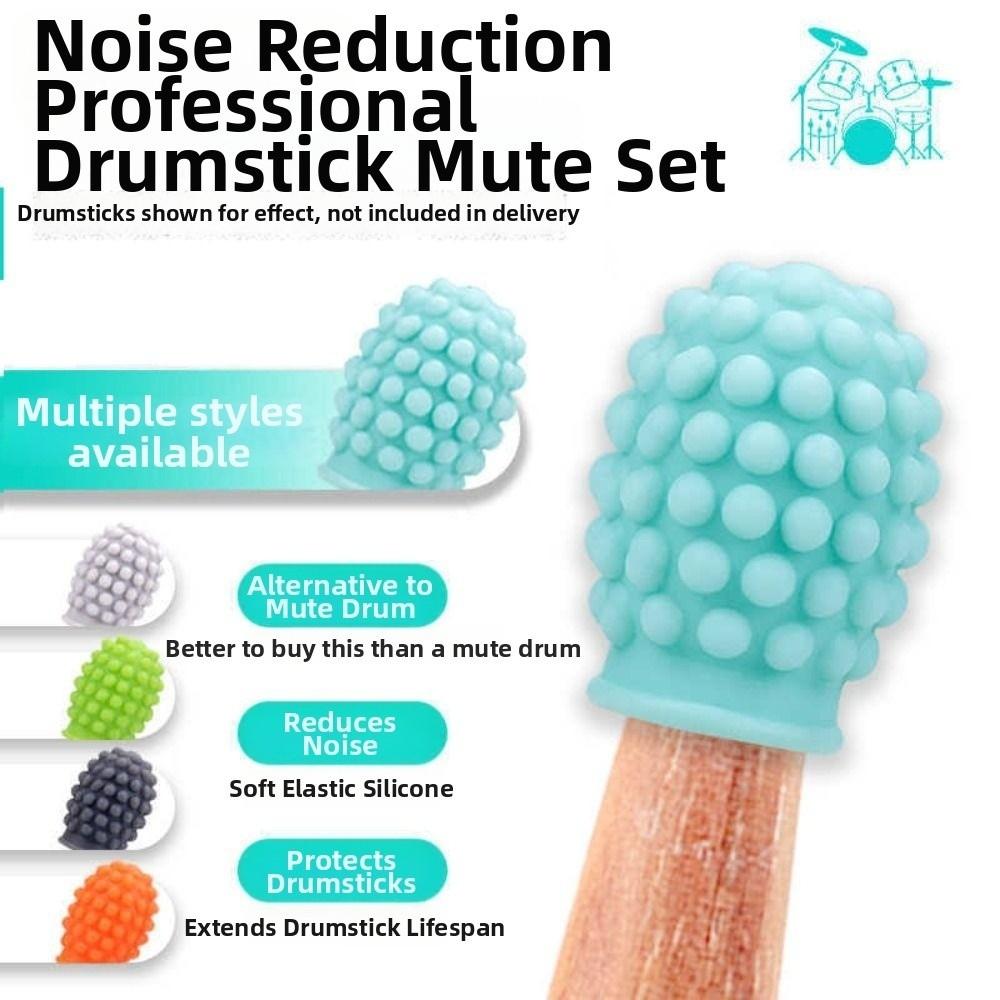 2Pcs Weakened Sound Drum Mute Silicone Drumstick Head Protective Cover Percussion Instrument