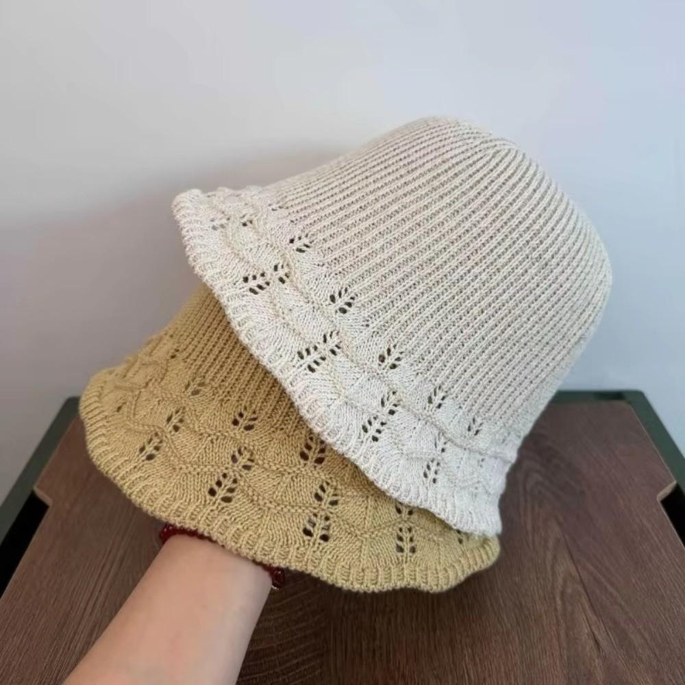 Sun Protection Women Sun Hat Wave Pattern Fisherman Hat New Knitted Fisherman Hat Women's Spring