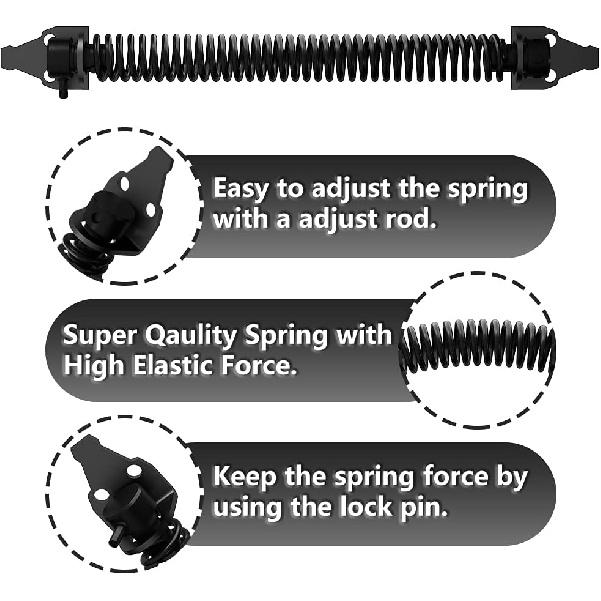 skysen 14" Fence gate Spring self Closing and Adjustable for Wooden or Vinyl Fence,Carbon Steel,Black(gate spring-14)