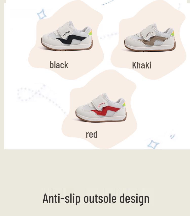 Baby Walking Shoes with Magic Tape, Soft Sole, Breathable Mesh for Spring and Autumn, Non-Slip Unisex Sneakers for Toddlers