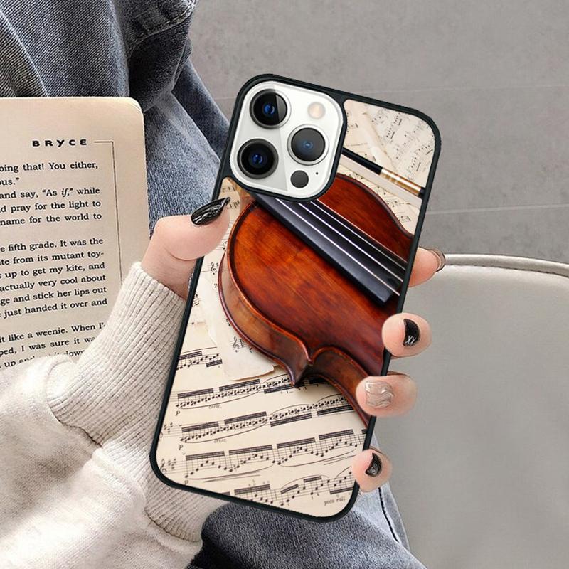 Violin and Musical Note Phone Case for iPhone 17 Air 16 16e 15 Plus for Apple 13 11 12 14 Pro Max Cover coque Shell