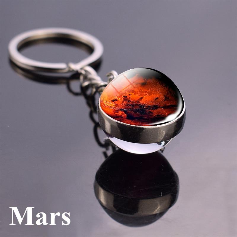 Solar System Planet Keyring Galaxy Nebula Space Keychain Moon Earth Double Side Glass Ball Key Chain