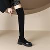 Krazing Pot Flock Autumn Winter Shoes Med Heels Size 43 Stovepipe Boots Round Toe Keep Warm Zipper Over-the-knee Boots