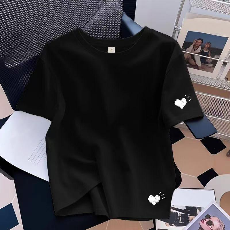 Womens T-shirts Cotton Print Casual O-Neck Short Sleeve Outdoor Sports Jogging Woman Clothes Daily Tees Tops