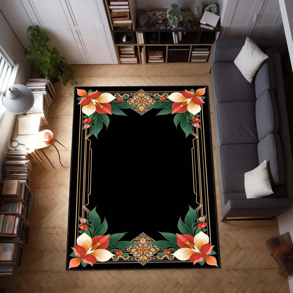 Elegant Art Deco Area Rug Floral Luxury Carpet Vintage Glam Floor Carpet Modern Classic Home Accent Office Design Floor Mat