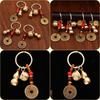 Mini Baifu Tank Brass Keychain with Five Emperors Coins Gourd Scenic Spot Pendant