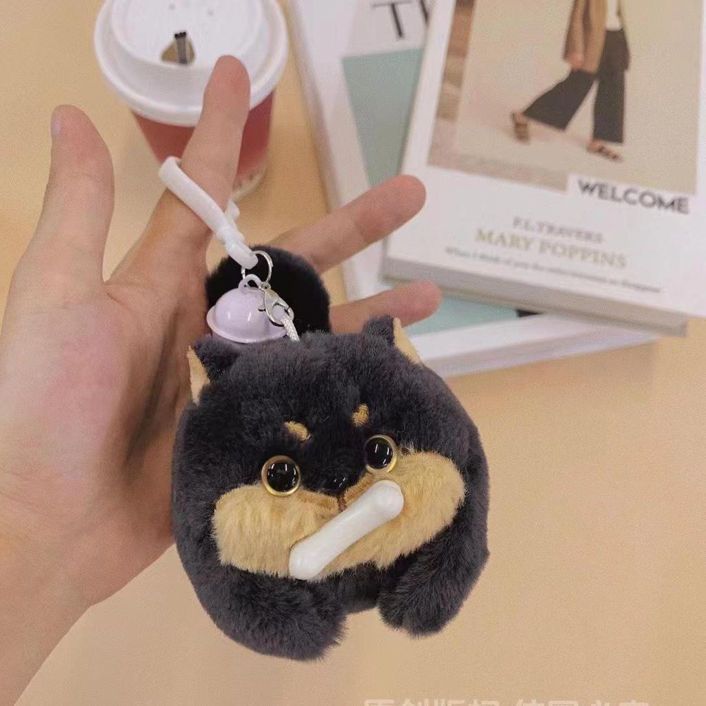 Le Ji Er Capybara Plush Toy Keychain with Wagging Tail & Bubble Blowing Pendant