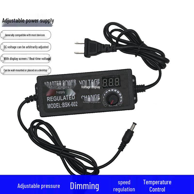 Verstellbarer 3-24V 3A Netzteiladapter für LED-Streifen, Wasserpumpen, Kompressoren & 3-12V 5A Motoren
