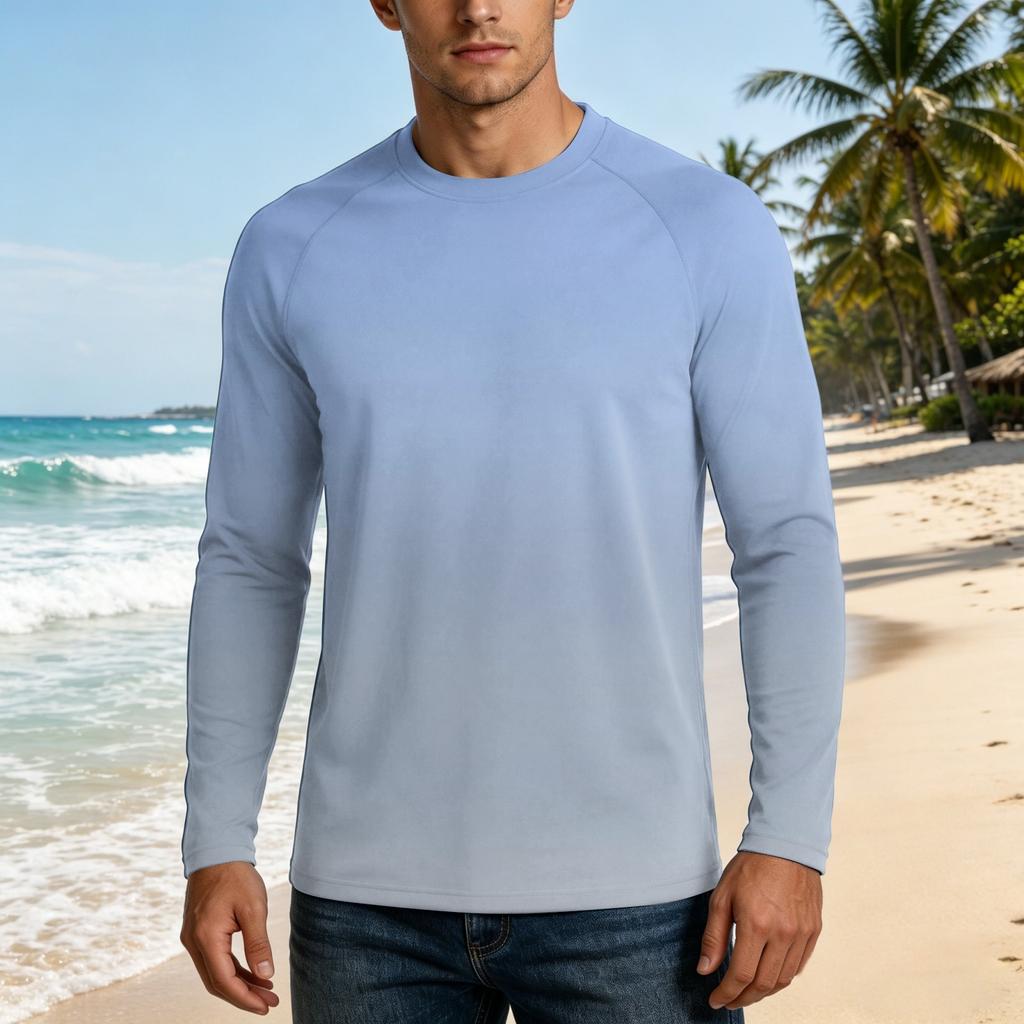 Herren Langarm UPF50+ Sonnenschutzshirt Leicht Atmungsaktiv Schnelltrocknend Outdoor Freizeit Oberteil für Sommeraktivitäten