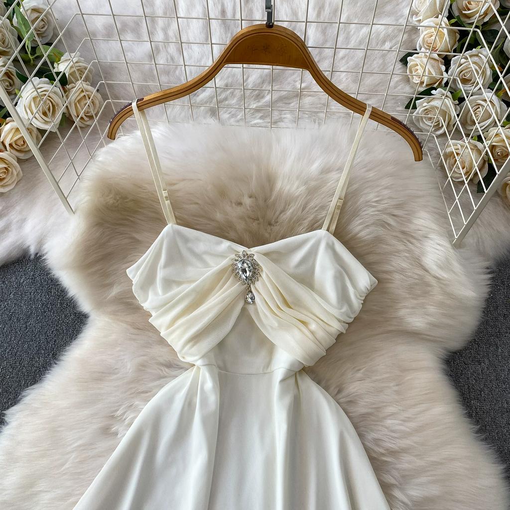 Vestido Mini Bustier Sexy de Malla sin Tirantes para Mujer, sin Mangas, con Pedrería, Espalda Descubierta, Estilizador, Cruzado, Corto