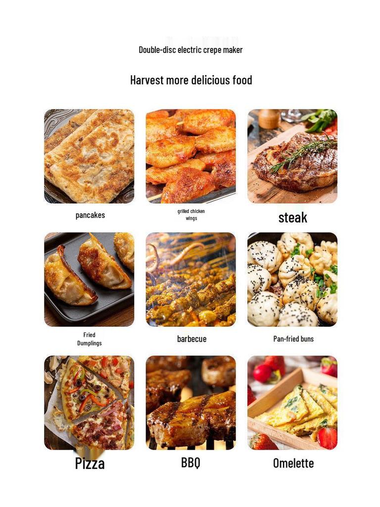 Głęboka Elektryczna Dwustronna Patelnia do Ciasta i Naleśników z Automatycznym Wyłączaniem do Użytku Domowego