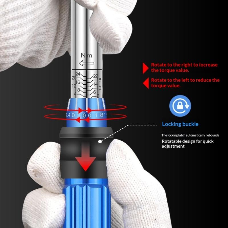15Pcs Professional Maintenance Tool Adjustable Torque Ratchet Wrench 1/4-Inch Dual-Direction Bicycle Hex Socket Preset Wrench
