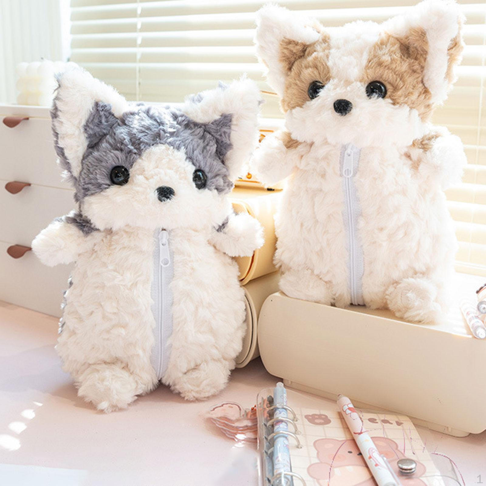 

Corgi Dog Shape Pencil Case Cosmetic Bag Stationery Organizer Cartoon Storage Stuffed Animal for