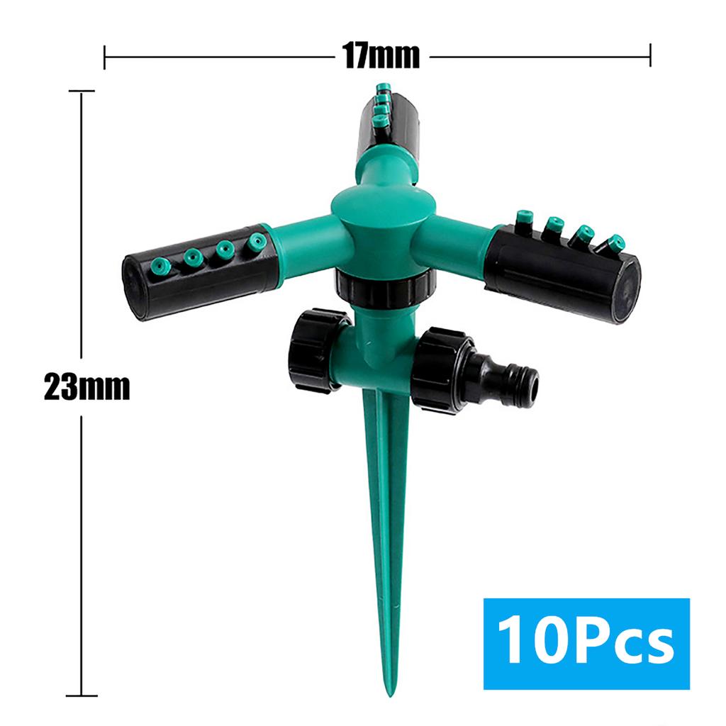 3-Arm 360 Degree Rotating Sprinkler and Spiked Holder Kit Automatic Rotary Nozzles Garden Lawn Plants Flowers Irrigation 1/10Pcs