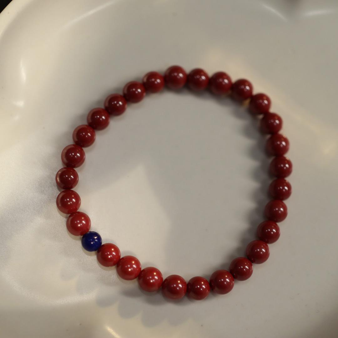 

Весенне-летний браслет из натурального камня 6 мм, браслет из киновари, женский браслет из медового воска, дизайнерская версия, браслет Benmingnian, подарок