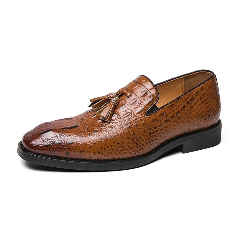 FashionMen ציצית נעלי עור נעלי שמלת עסקים בעבודת יד נעלי קז'ואל נעלי שרוכים נעלי גברים פלטפורמת מוקסינים להחליק