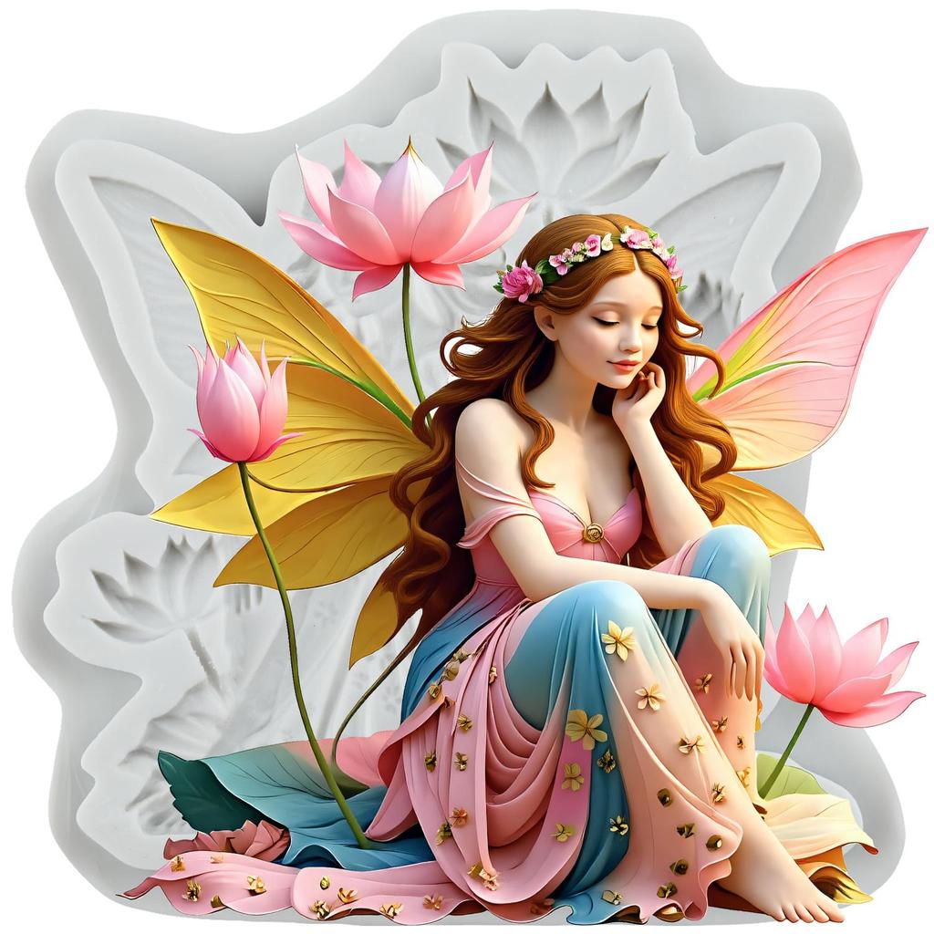 Angel Silicone Molds Flower Fairy Lotus Fairy Fondant Mold Cake Decorating Tools Cupcake Topper Candy Chocolate Gumpaste Mold