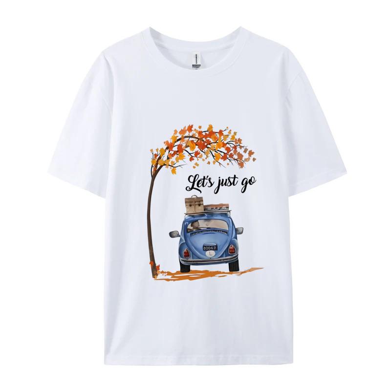 Travel Tshirt Letsjust Go Oneck Top Tshirts Thanksgiving Day Tees Short Sleeve For Unisex Discount Cotton