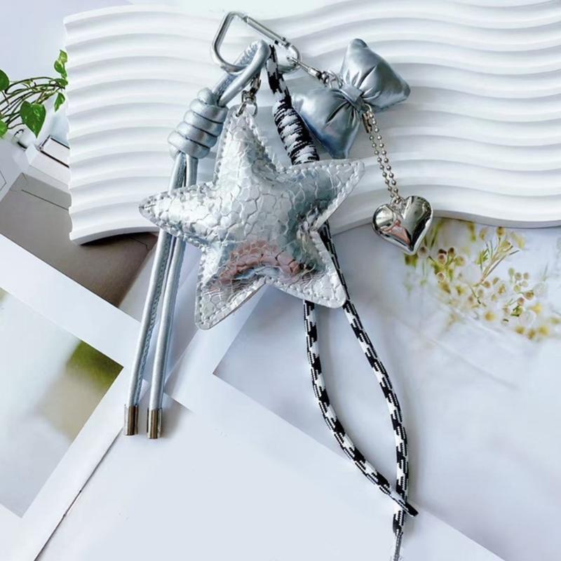Crinkle Star Bag Charm Keychain Accessory With Sturdy Metal Hook for Purse Backpack Decoration