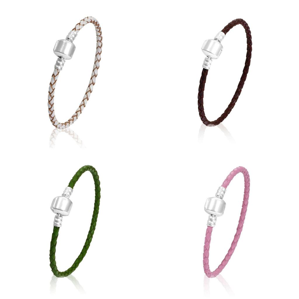 Unisex Braided Leather Wristband With Sleek Titanium Steel Magnetic Clasp Bracelet