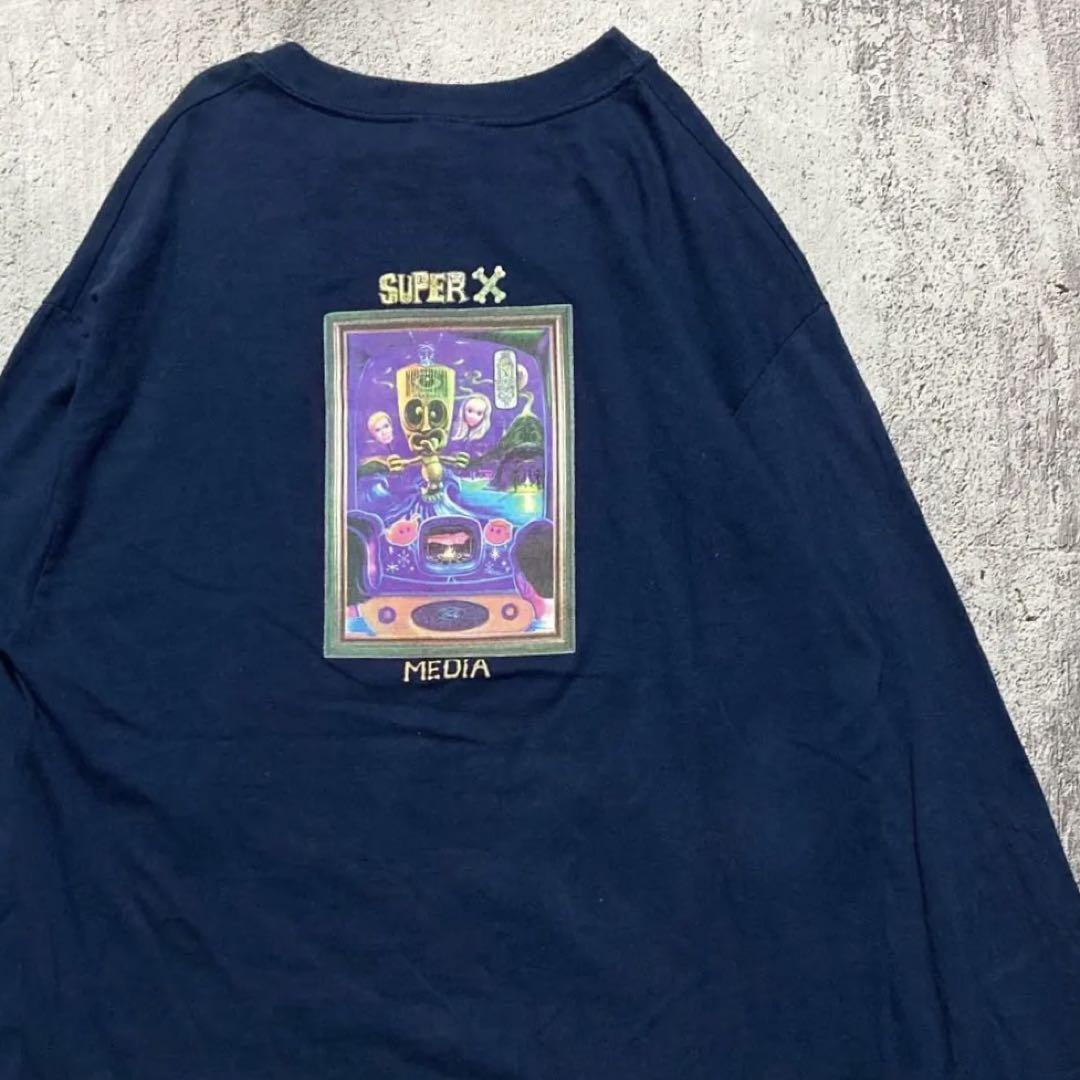 

[Б/У] Футболка с длинным рукавом с принтом 00-х SUPER X MEDIA Art Hanes