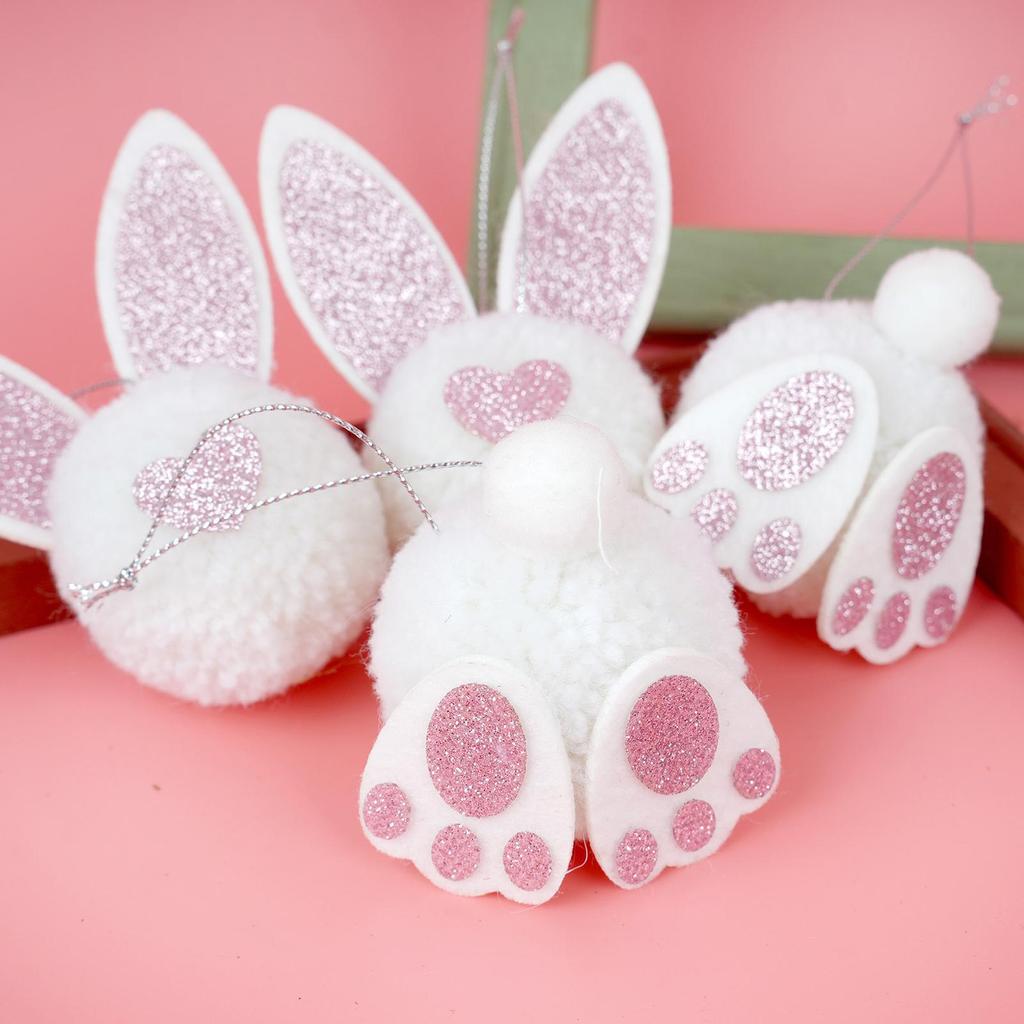 Easter Plush Bunny Ornament Hangable Cute Decoration 12 Piece Easter Plush Bunny Ornaments for Tree for Home Festivals
