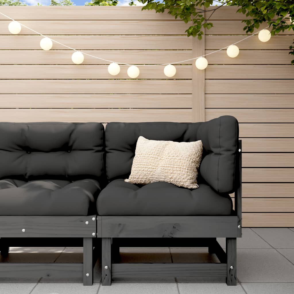 Garden Corner Sofa Gray Solid Pine Wood