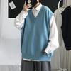 New Fashionable Thick V-neck Sleeveless Vest Sleeveless Sweater Cotton School Uniform Cotton Loose Knitted Vest Sweater For Men